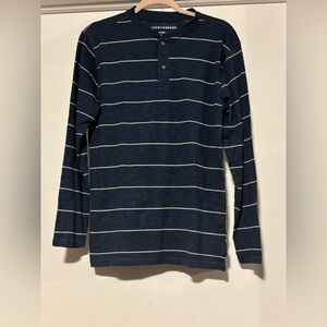 Lucky Brand Navy Striped Henley Shirt